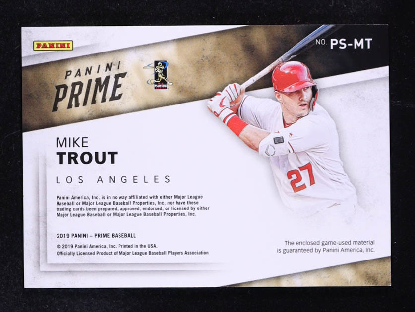 Mike Trout 2019 Panini Prime Patch MLB #PS-MT at PristineAuction.com Mike Trout 2019 Panini Prime Patch MLB #PS-MT at PristineAuction.com