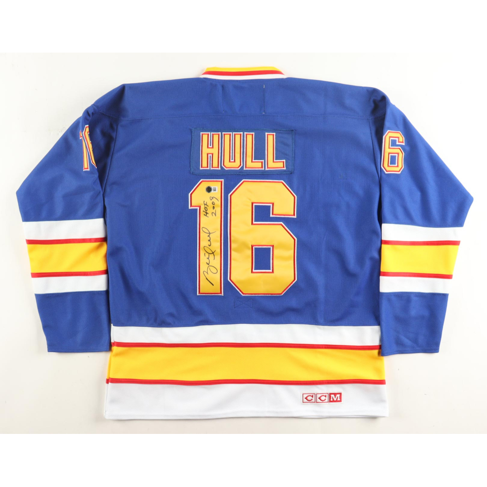 Brett Hull Signed Blues CCM Authentic Captain's Jersey Inscribed "HOF 2009" (Beckett) at PristineAuction.com
