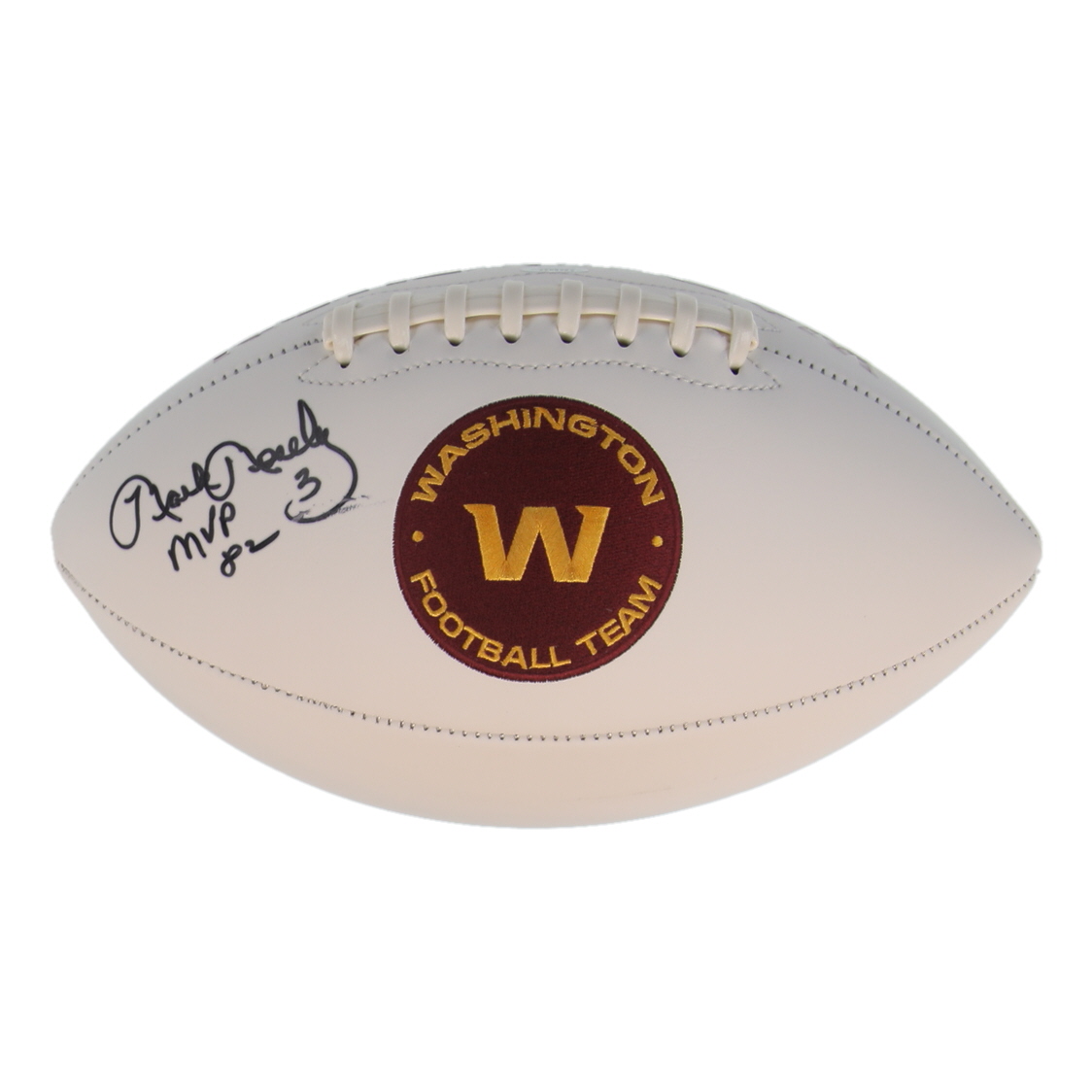 Mark Moseley Signed Washington Logo Football Inscribed "MVP 82" (Schwartz) at PristineAuction.com Mark Moseley Signed Washington Logo Football Inscribed "MVP 82" (Schwartz) at PristineAuction.com