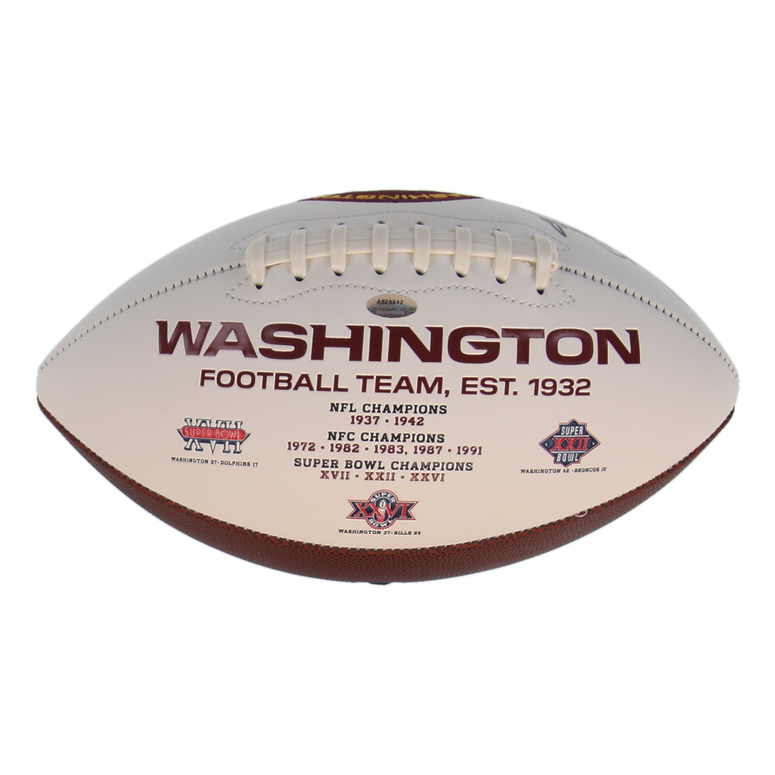 Mark Moseley Signed Washington Logo Football Inscribed "MVP 82" (Schwartz) at PristineAuction.com Mark Moseley Signed Washington Logo Football Inscribed "MVP 82" (Schwartz) at PristineAuction.com