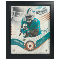 Tyreek Hill LE Dolphins Custom Framed Photo Display with Game-Used Football Piece (Fanatics) at PristineAuction.com