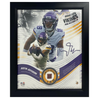 Justin Jefferson LE Vikings Custom Framed Photo Display with Game-Used Football Piece (Fanatics) at PristineAuction.com