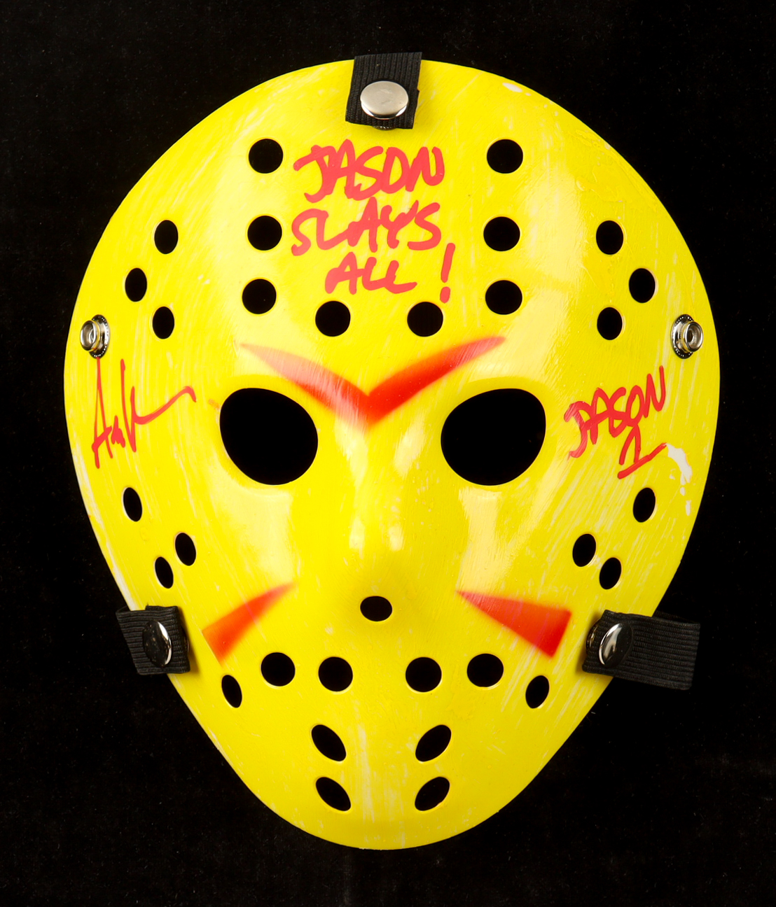Ari Lehman Signed "Friday the 13th" Jason Voorhees Mask Inscribed "Jason 1 / Jason Slays All!" (JSA) at PristineAuction.com Ari Lehman Signed "Friday the 13th" Jason Voorhees Mask Inscribed "Jason 1 / Jason Slays All!" (JSA) at PristineAuction.com