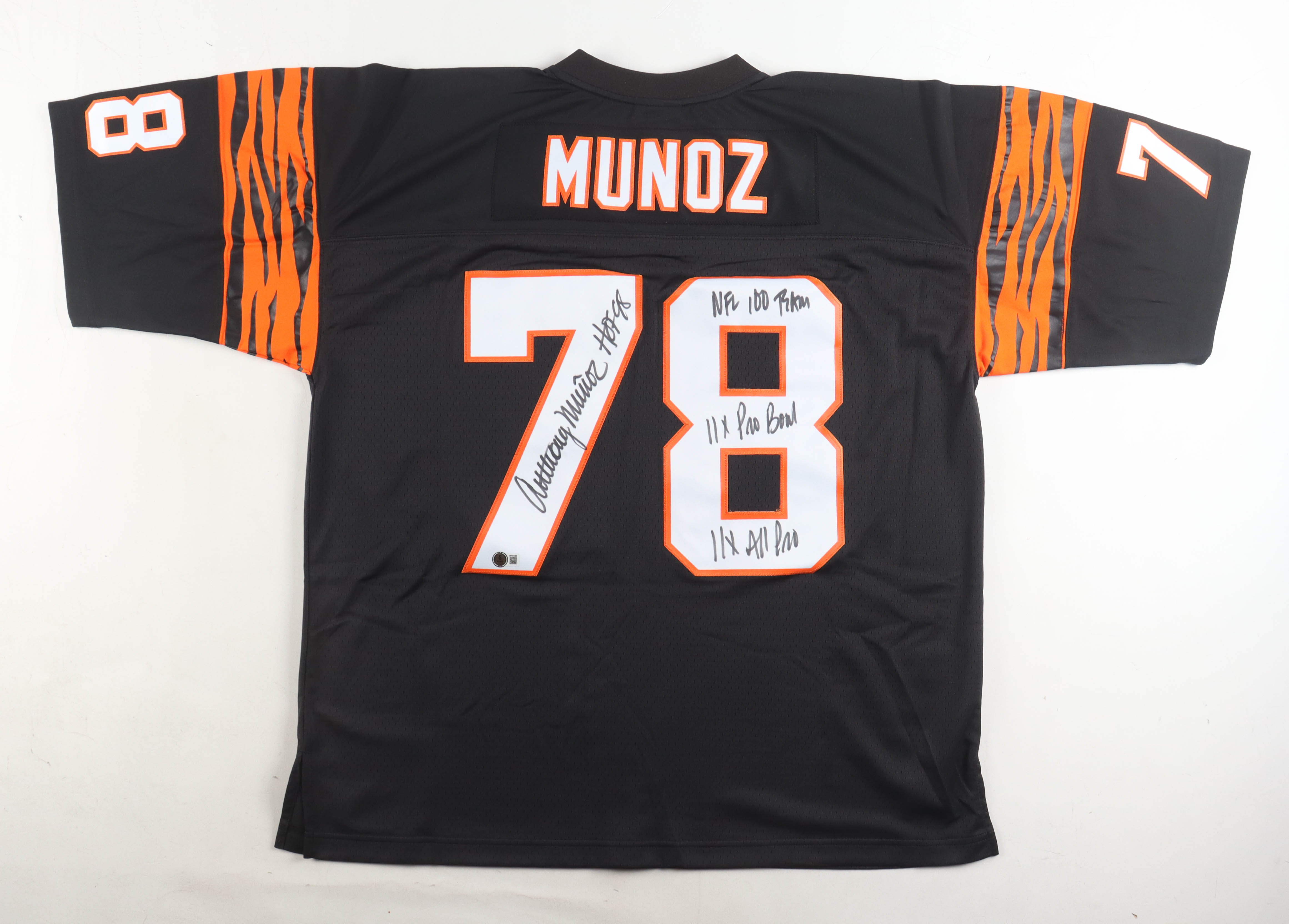 Anthony Munoz Signed Bengals Mitchell & Ness Authentic Jersey With Multiple Inscriptions (Beckett) at PristineAuction.com Anthony Munoz Signed Bengals Mitchell & Ness Authentic Jersey With Multiple Inscriptions (Beckett) at PristineAuction.com