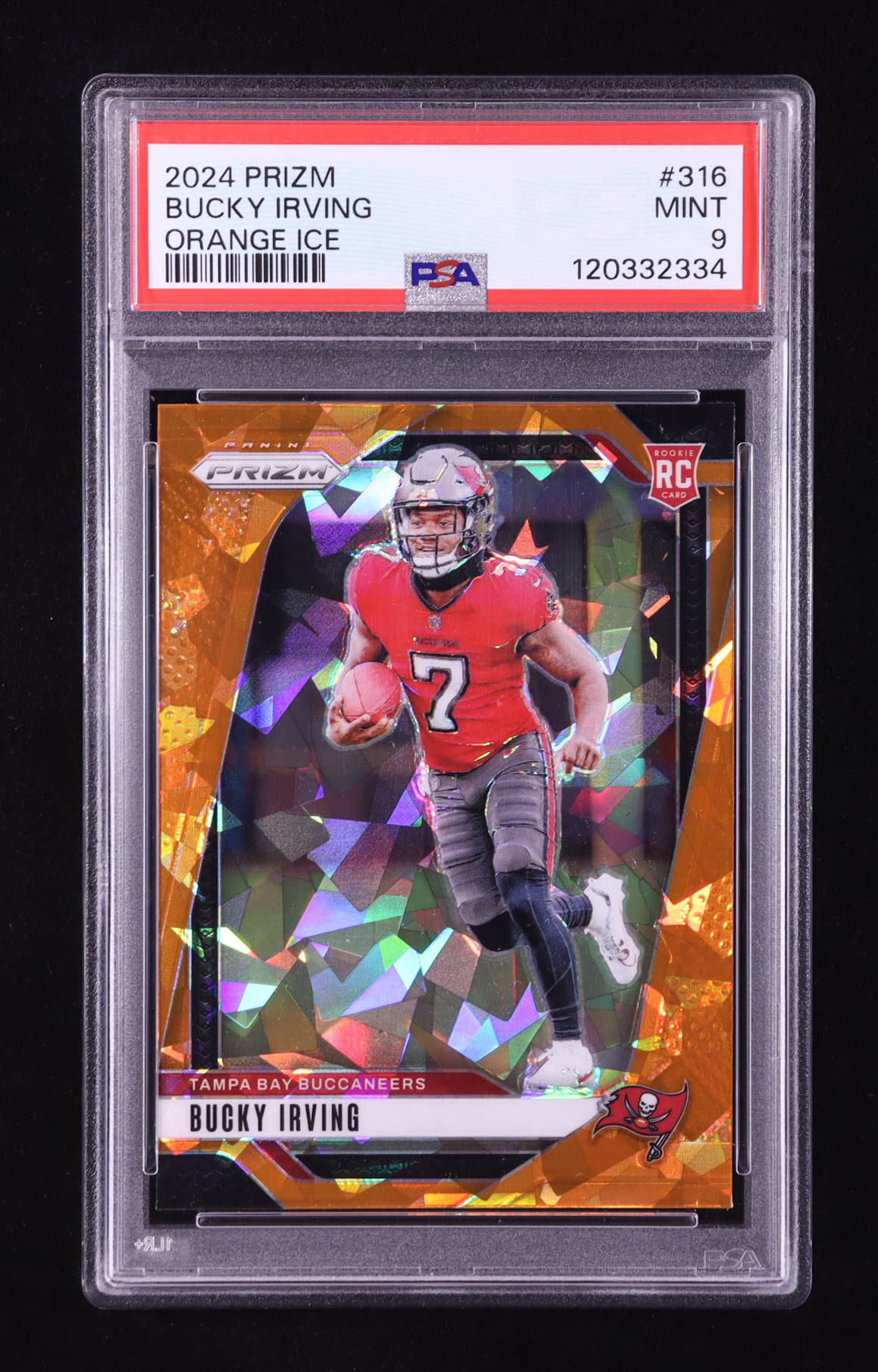 Bucky Irving 2024 Panini Prizm Orange Ice #316 RC (PSA 9) at PristineAuction.com Bucky Irving 2024 Panini Prizm Orange Ice #316 RC (PSA 9) at PristineAuction.com