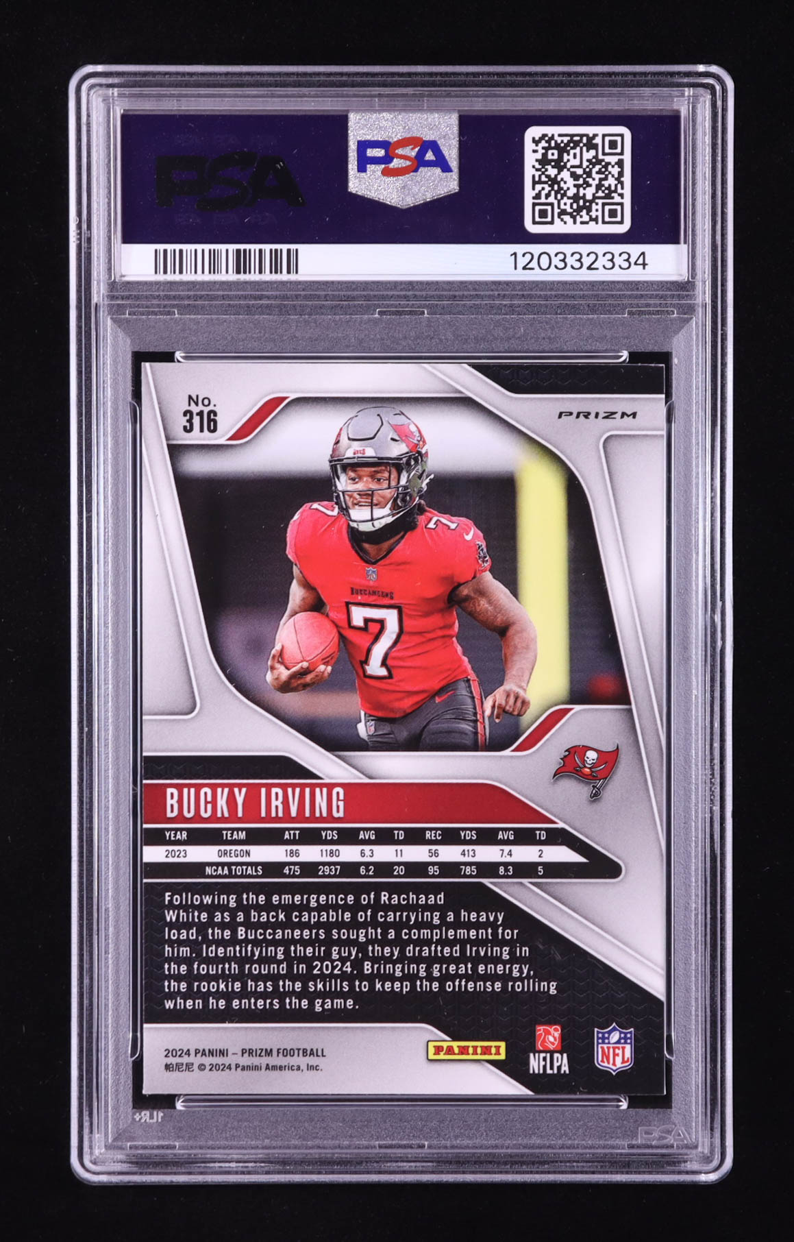 Bucky Irving 2024 Panini Prizm Orange Ice #316 RC (PSA 9) at PristineAuction.com Bucky Irving 2024 Panini Prizm Orange Ice #316 RC (PSA 9) at PristineAuction.com