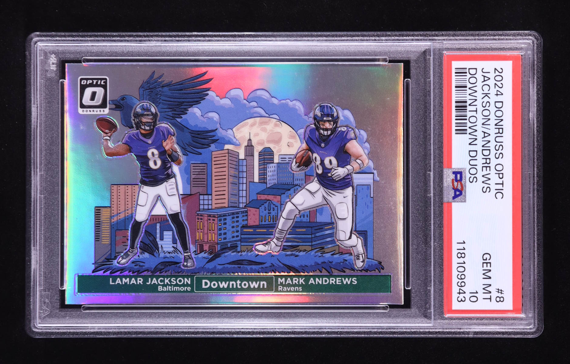 Lamar Jackson / Mark Andrews 2024 Donruss Optic Downtown Duos #8 (PSA 10) at PristineAuction.com Lamar Jackson / Mark Andrews 2024 Donruss Optic Downtown Duos #8 (PSA 10) at PristineAuction.com