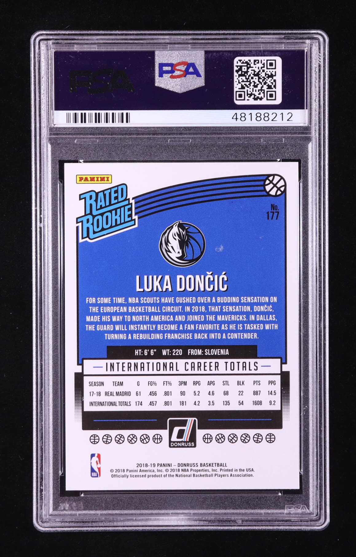 Luka Doncic 2018-19 Panini Donruss Chronicles Rated Rookie #177 RC (PSA 9) at PristineAuction.com Luka Doncic 2018-19 Panini Donruss Chronicles Rated Rookie #177 RC (PSA 9) at PristineAuction.com