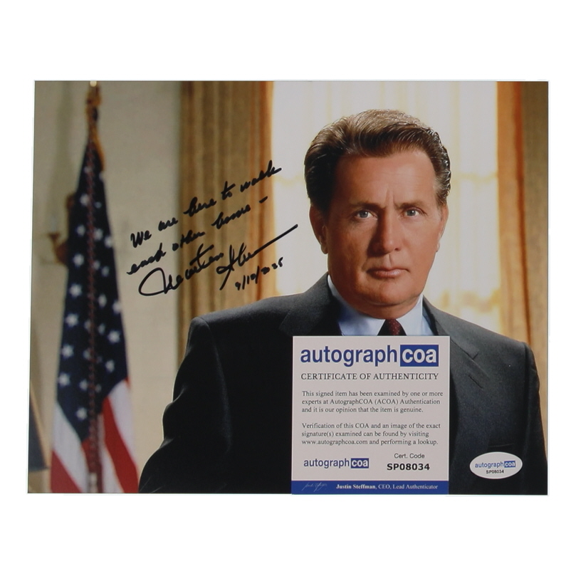 Martin Sheen Signed "The West Wing" 8x10 Photo with Show Quote & Date Inscription (ACOA) at PristineAuction.com Martin Sheen Signed "The West Wing" 8x10 Photo with Show Quote & Date Inscription (ACOA) at PristineAuction.com
