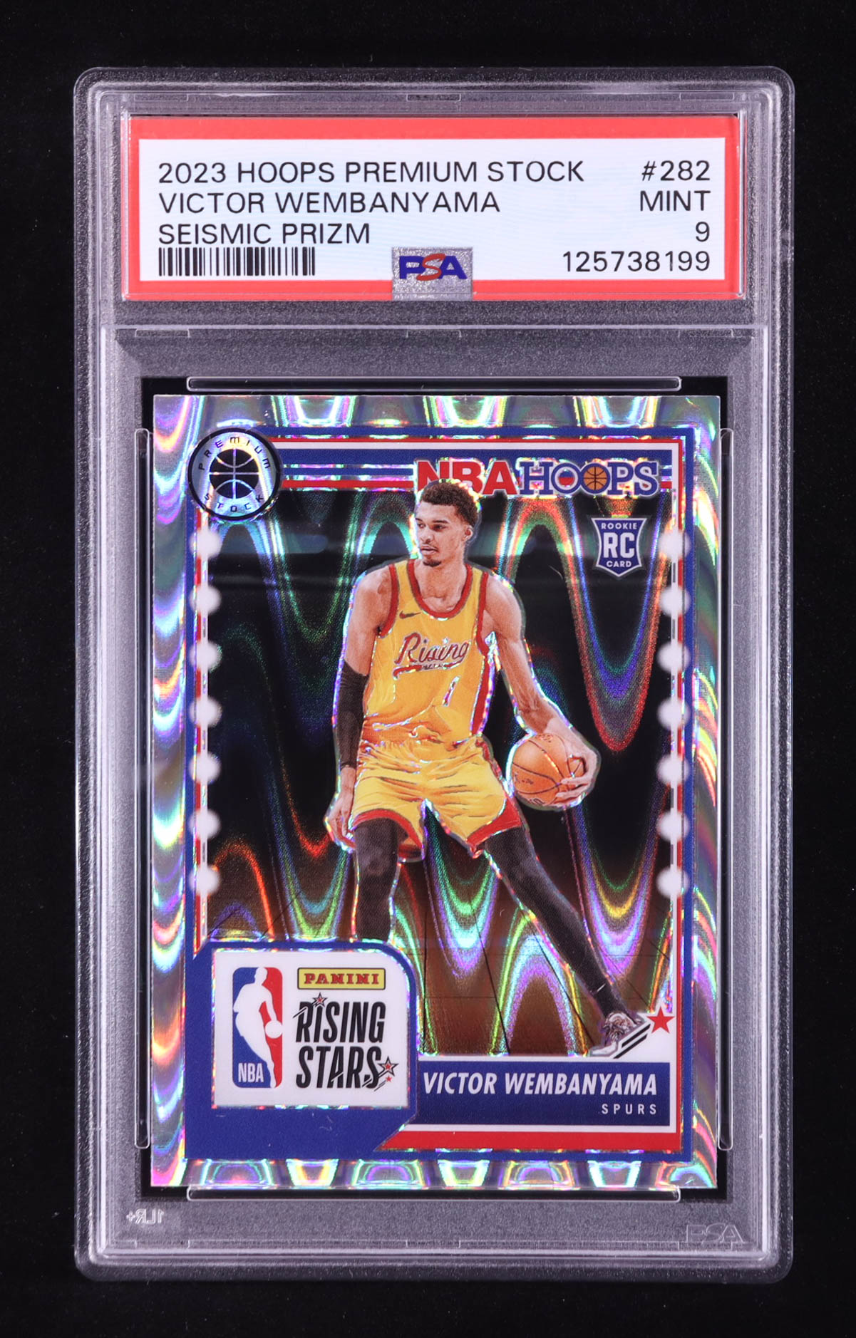 Victor Wembanyama 2023-24 Hoops Premium Stock Seismic Prizm #282 RC (PSA 9) at PristineAuction.com Victor Wembanyama 2023-24 Hoops Premium Stock Seismic Prizm #282 RC (PSA 9) at PristineAuction.com