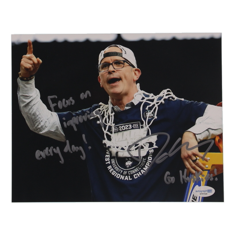 Dan Hurley Signed UConn Huskies 8x10 Photo Inscribed "Focus on Improving Every Day!" & "Go Huskies!" (ACOA) at PristineAuction.com Dan Hurley Signed UConn Huskies 8x10 Photo Inscribed "Focus on Improving Every Day!" & "Go Huskies!" (ACOA) at PristineAuction.com