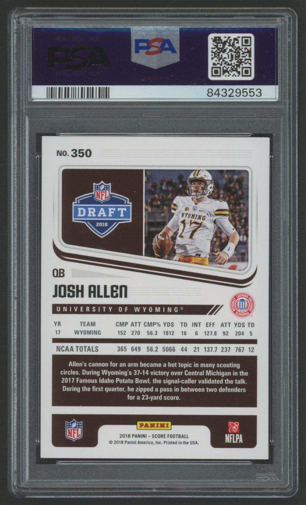 Josh Allen 2018 Score #350 RC (PSA 10) at PristineAuction.com Josh Allen 2018 Score #350 RC (PSA 10) at PristineAuction.com