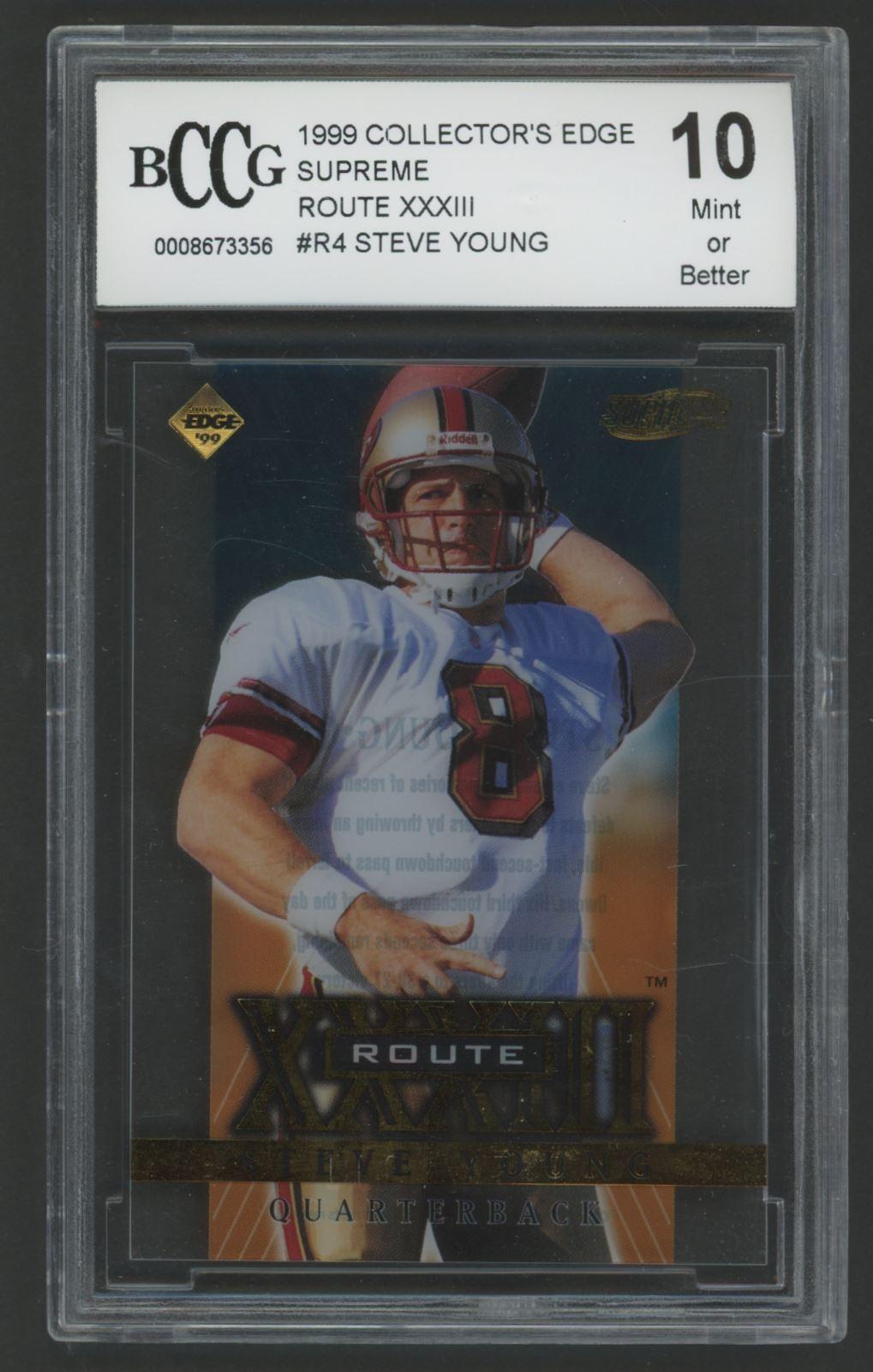 Steve Young 1999 Collector's Edge Supreme Route XXXIII #R4 (BCCG 10) at PristineAuction.com Steve Young 1999 Collector's Edge Supreme Route XXXIII #R4 (BCCG 10) at PristineAuction.com