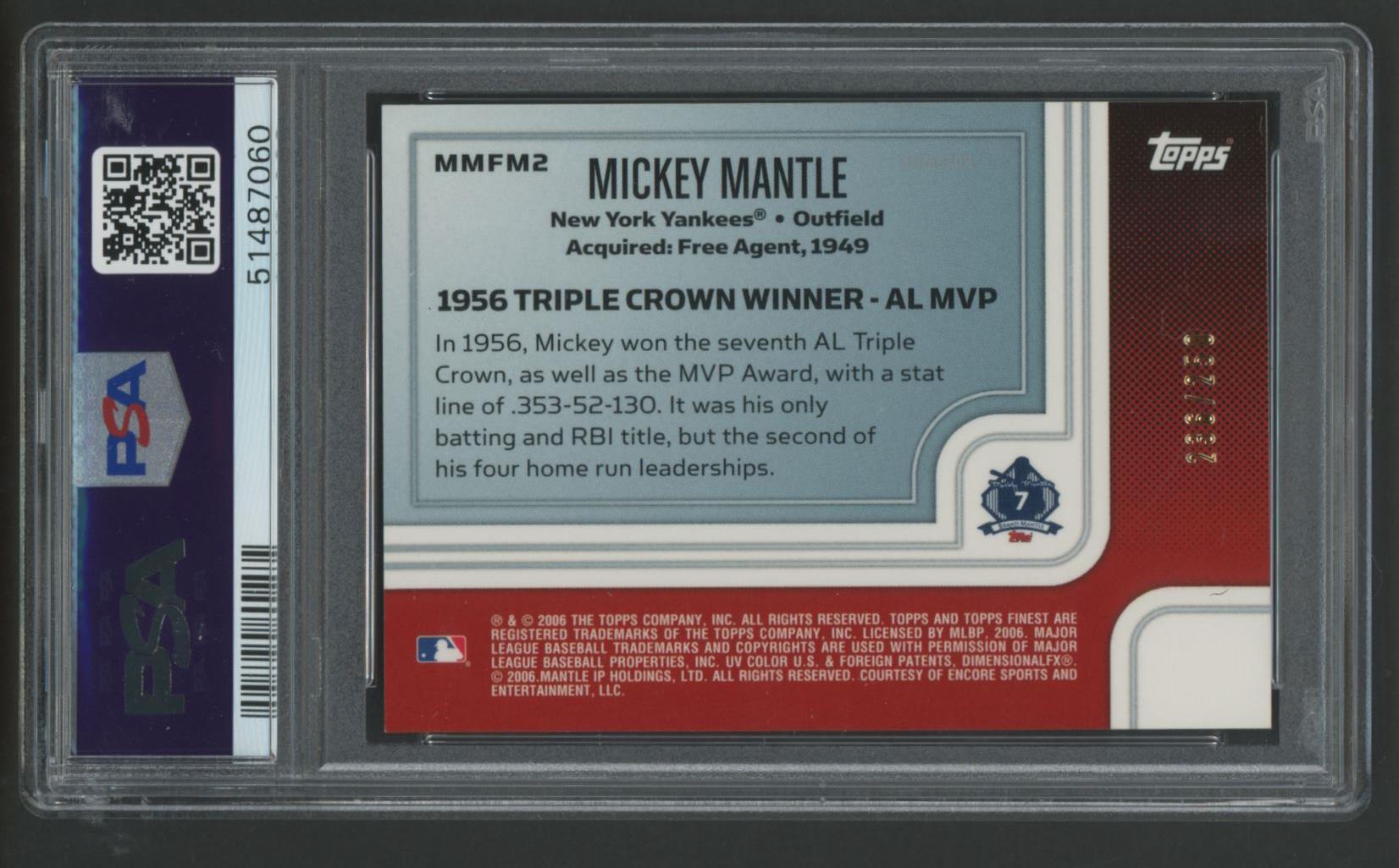 Mickey Mantle 2006 Finest Moments Xfractor #2 #236/250 (PSA 9) at PristineAuction.com Mickey Mantle 2006 Finest Moments Xfractor #2 #236/250 (PSA 9) at PristineAuction.com