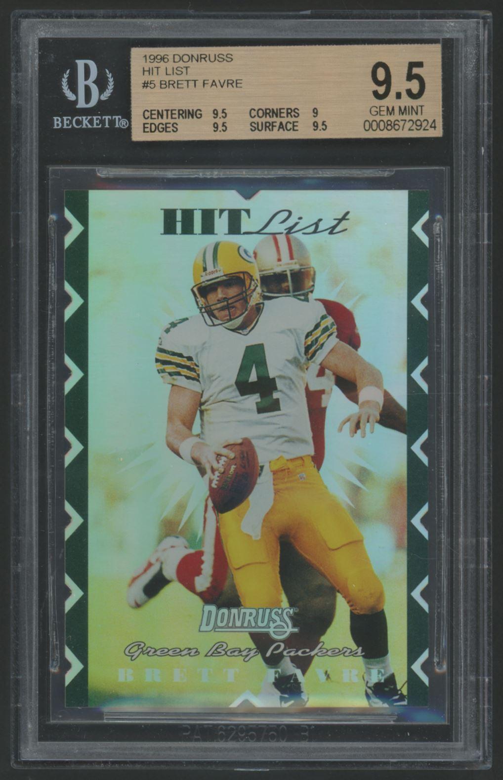 Brett Favre 1996 Donruss Hit List #5 #8880/10000 (BGS 9.5) at PristineAuction.com Brett Favre 1996 Donruss Hit List #5 #8880/10000 (BGS 9.5) at PristineAuction.com
