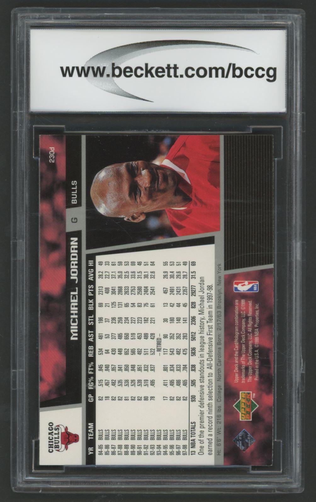 Michael Jordan 1998-99 Upper Deck #230D (BCCG 10) at PristineAuction.com Michael Jordan 1998-99 Upper Deck #230D (BCCG 10) at PristineAuction.com