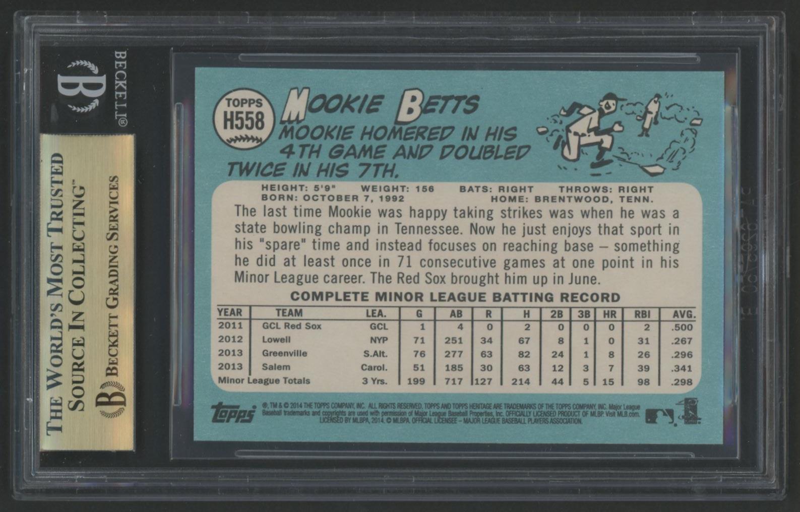 Mookie Betts 2014 Topps Heritage #H558 (BGS 9.5) at PristineAuction.com Mookie Betts 2014 Topps Heritage #H558 (BGS 9.5) at PristineAuction.com