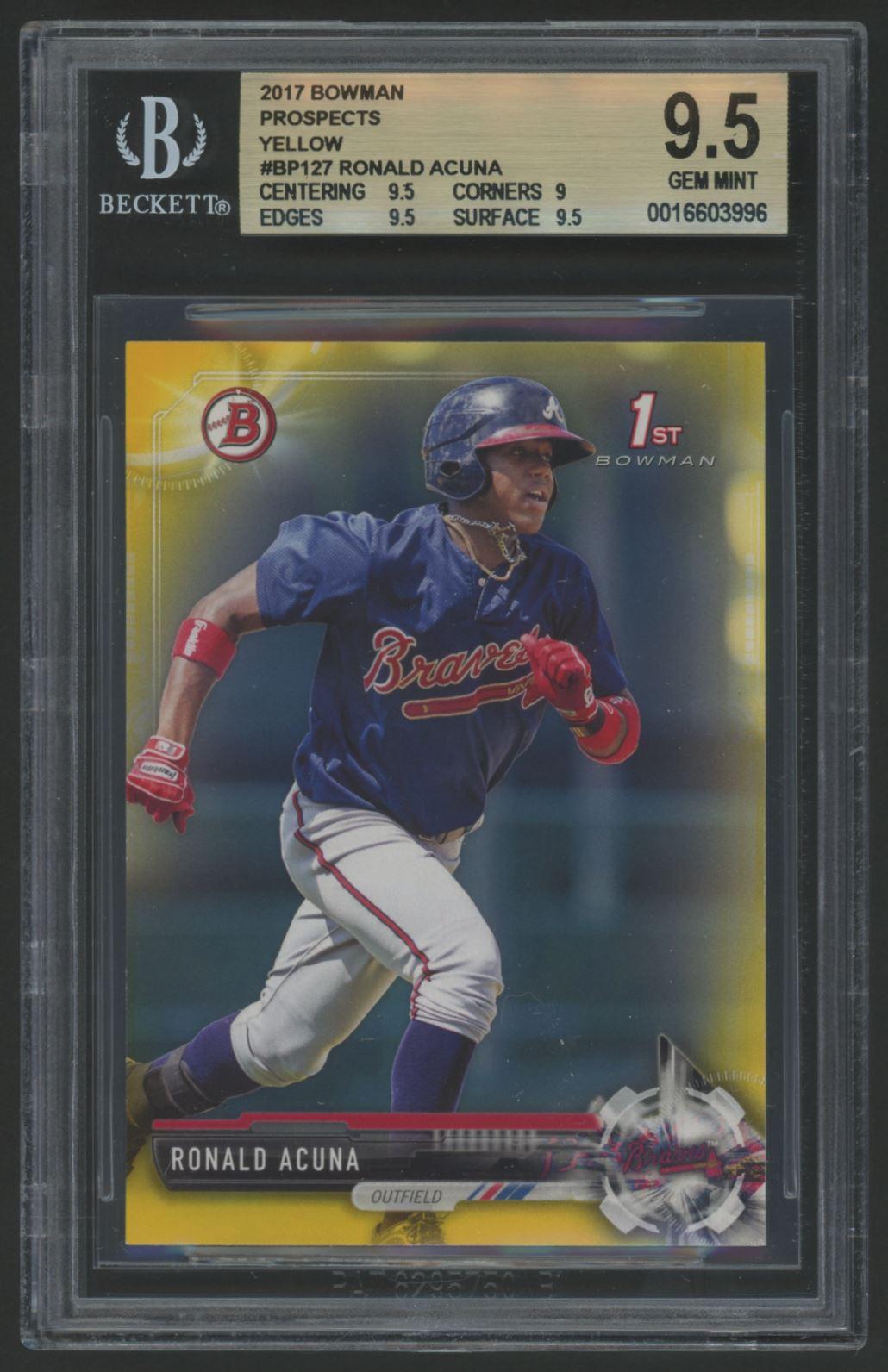 Ronald Acuna Jr. 2017 Bowman Prospects Yellow #BP127 (BGS 9.5) at PristineAuction.com Ronald Acuna Jr. 2017 Bowman Prospects Yellow #BP127 (BGS 9.5) at PristineAuction.com