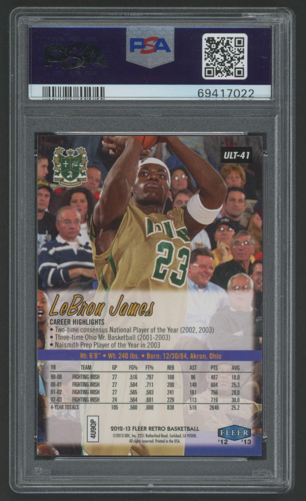 LeBron James 2012 Fleer Retro Ultra #41 (PSA 10) at PristineAuction.com LeBron James 2012 Fleer Retro Ultra #41 (PSA 10) at PristineAuction.com