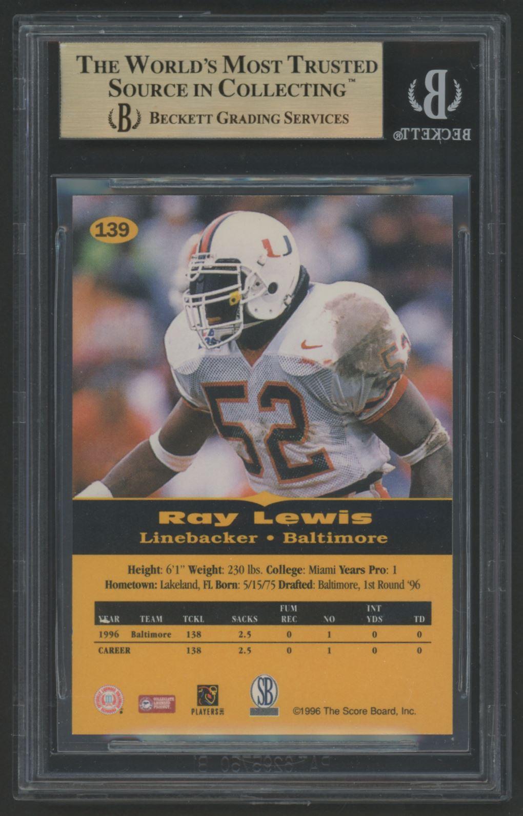Ray Lewis 1996-97 Score Board All Sport PPF #139 (BGS 9.5) at PristineAuction.com Ray Lewis 1996-97 Score Board All Sport PPF #139 (BGS 9.5) at PristineAuction.com