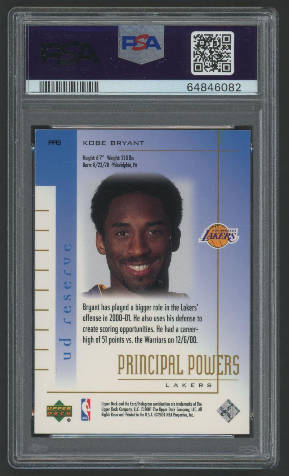 Kobe Bryant 2000-01 UD Reserve Principal Powers #PP8 (PSA 9) at PristineAuction.com Kobe Bryant 2000-01 UD Reserve Principal Powers #PP8 (PSA 9) at PristineAuction.com