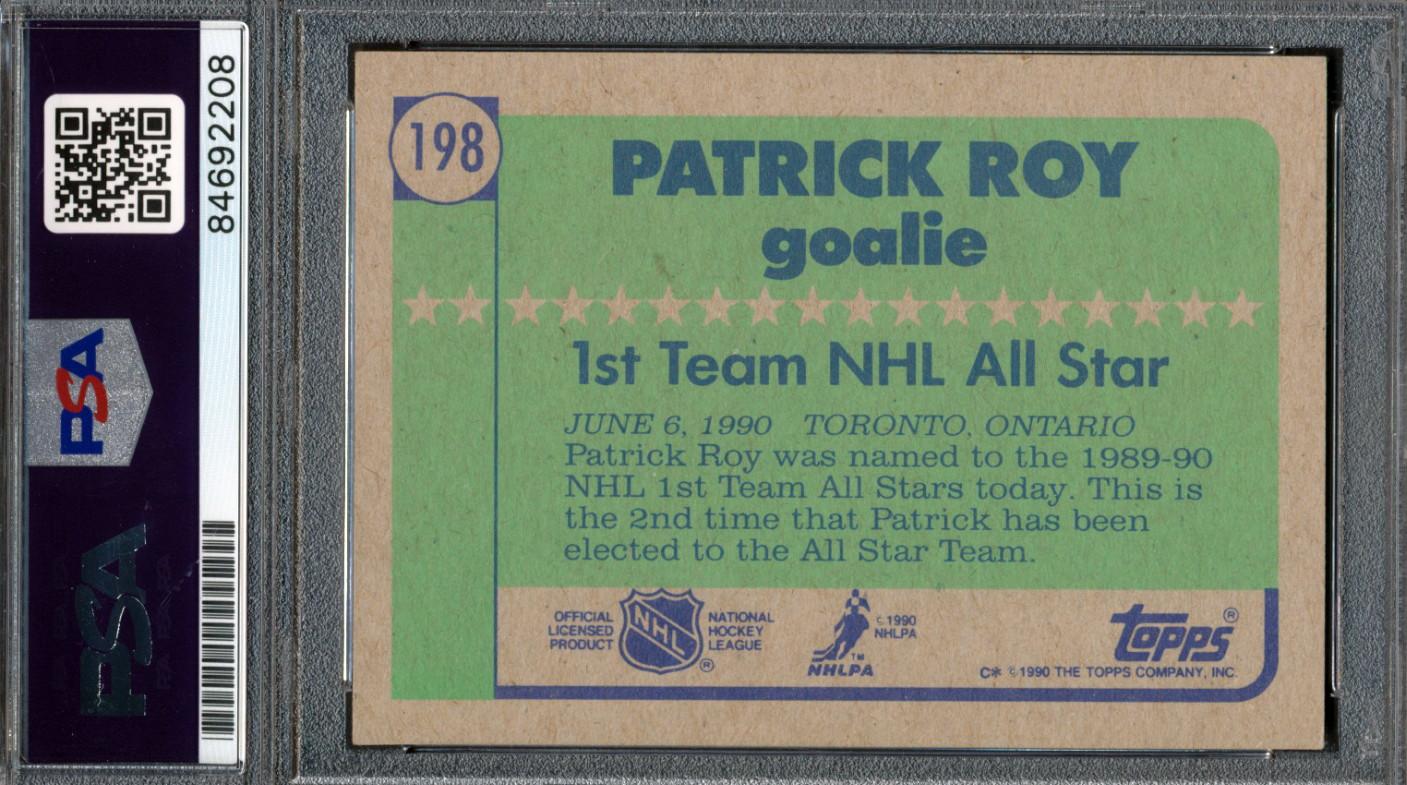 Patrick Roy Signed 1990 Topps #198 (PSA) at PristineAuction.com Patrick Roy Signed 1990 Topps #198 (PSA) at PristineAuction.com