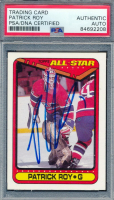 Patrick Roy Signed 1990 Topps #198 (PSA) at PristineAuction.com