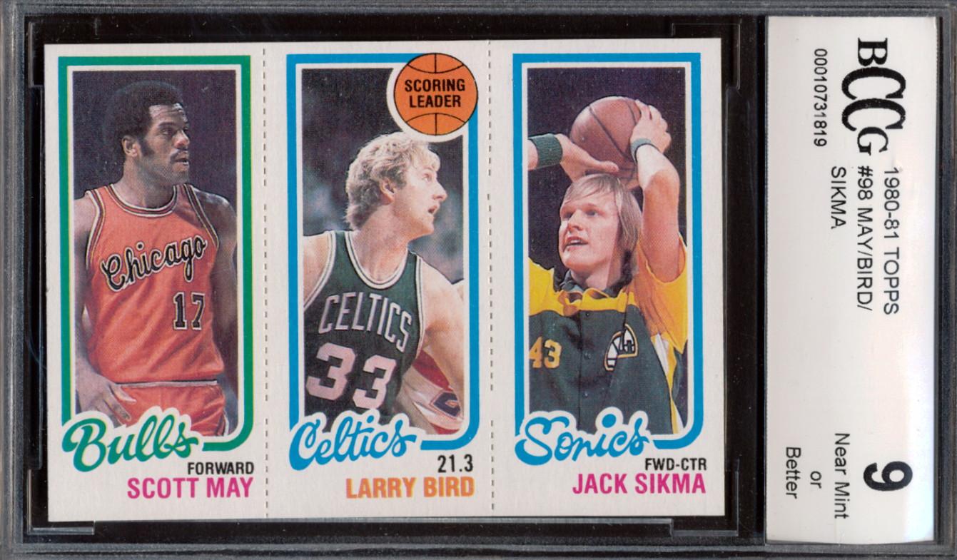 Scott May / Larry Bird / Jack Sikma 1980-81 Topps #98 RC (BCCG 9) at PristineAuction.com Scott May / Larry Bird / Jack Sikma 1980-81 Topps #98 RC (BCCG 9) at PristineAuction.com