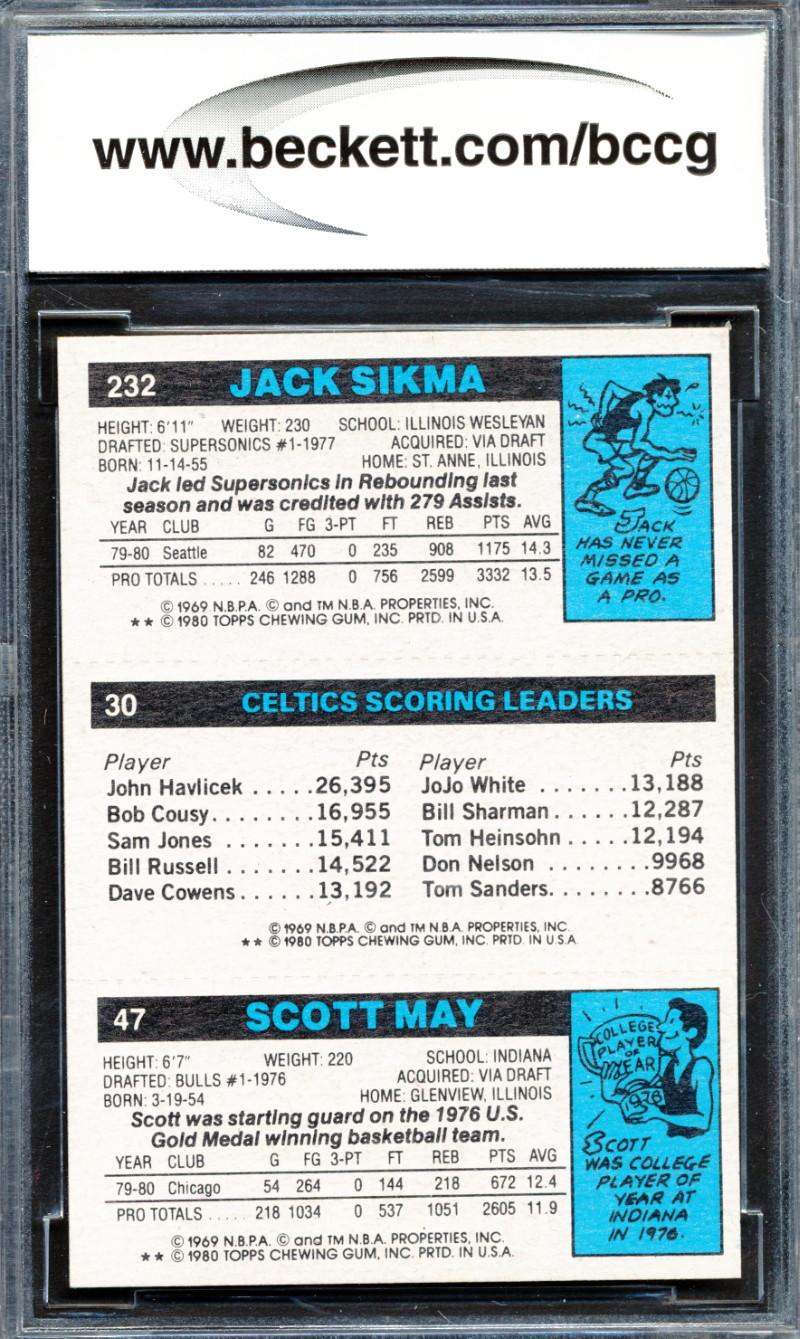 Scott May / Larry Bird / Jack Sikma 1980-81 Topps #98 RC (BCCG 9) at PristineAuction.com Scott May / Larry Bird / Jack Sikma 1980-81 Topps #98 RC (BCCG 9) at PristineAuction.com