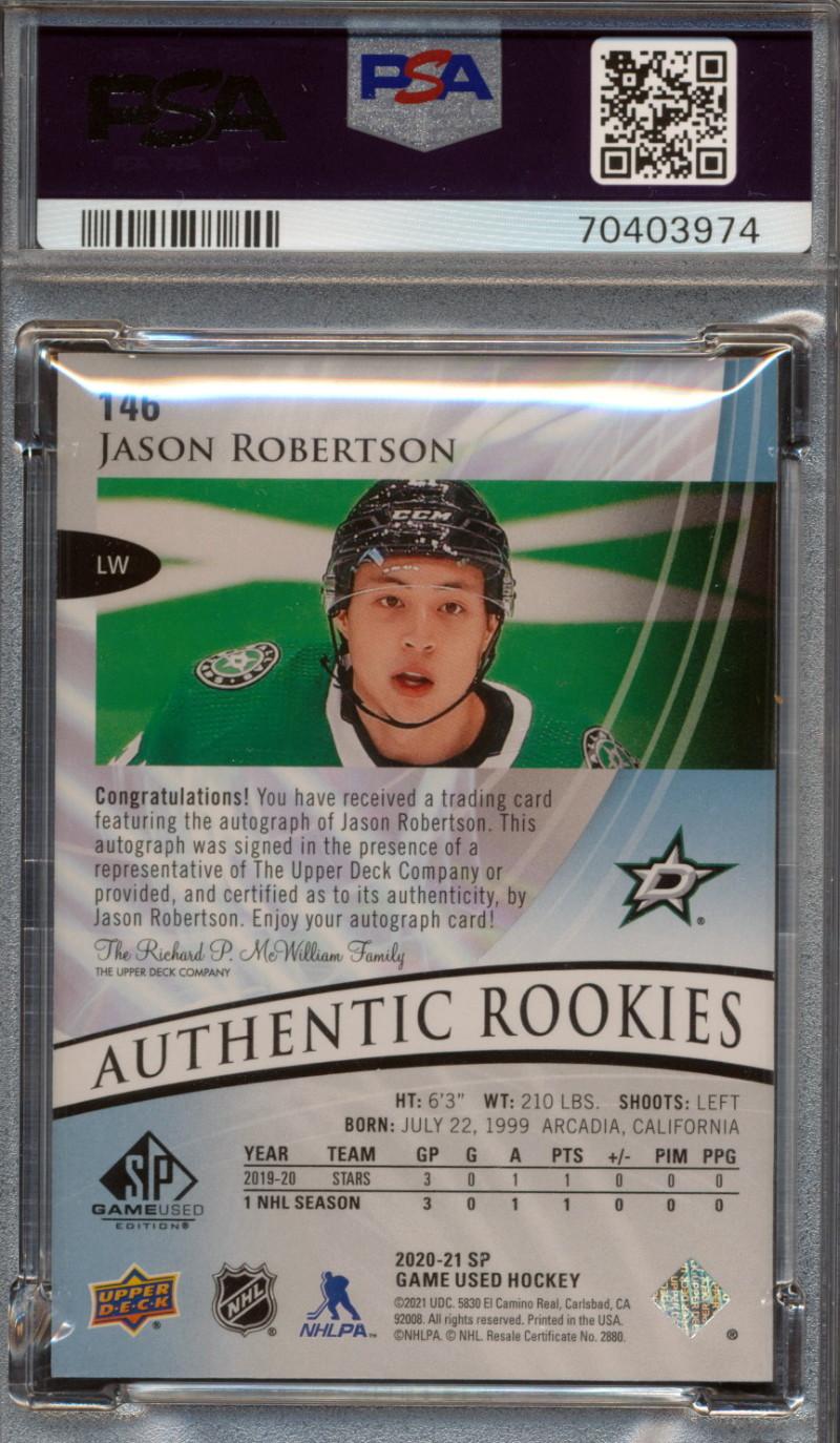 Jason Robertson 2020-21 SP Game Used Blue #146 Autograph D (PSA 10) at PristineAuction.com Jason Robertson 2020-21 SP Game Used Blue #146 Autograph D (PSA 10) at PristineAuction.com