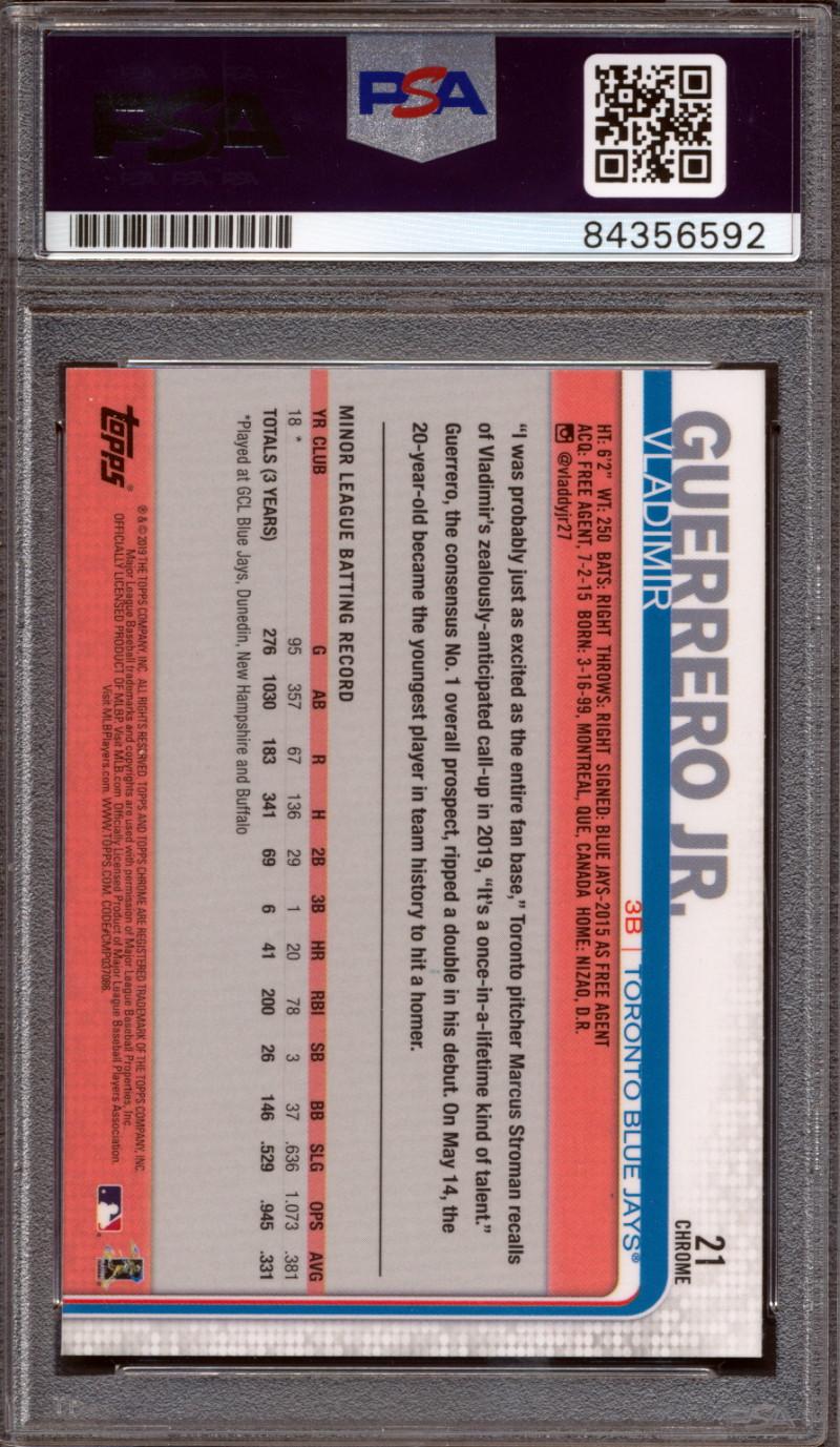 Vladimir Guerrero Jr. Signed 2019 Topps Chrome Update #21 RC (PSA | Autograph Graded 10) at PristineAuction.com Vladimir Guerrero Jr. Signed 2019 Topps Chrome Update #21 RC (PSA | Autograph Graded 10) at PristineAuction.com