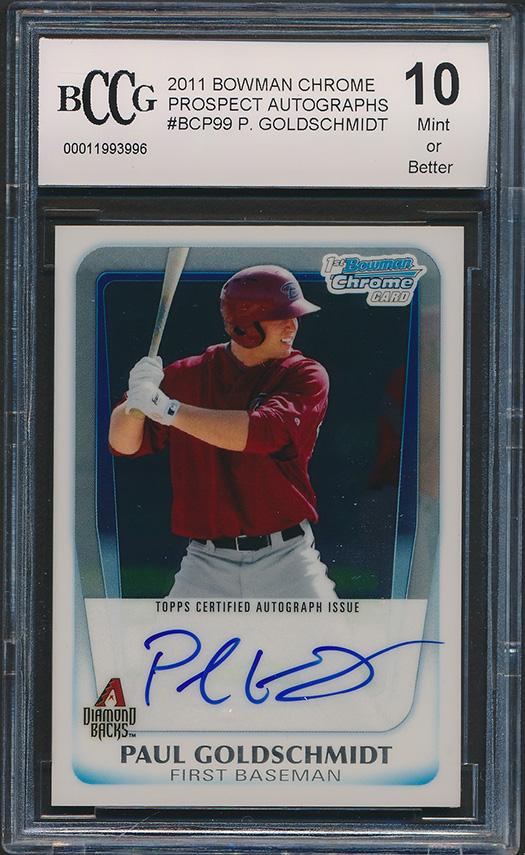 Paul Goldschmidt 2011 Bowman Chrome Prospect Autographs #BCP99 (BCCG 10) at PristineAuction.com Paul Goldschmidt 2011 Bowman Chrome Prospect Autographs #BCP99 (BCCG 10) at PristineAuction.com