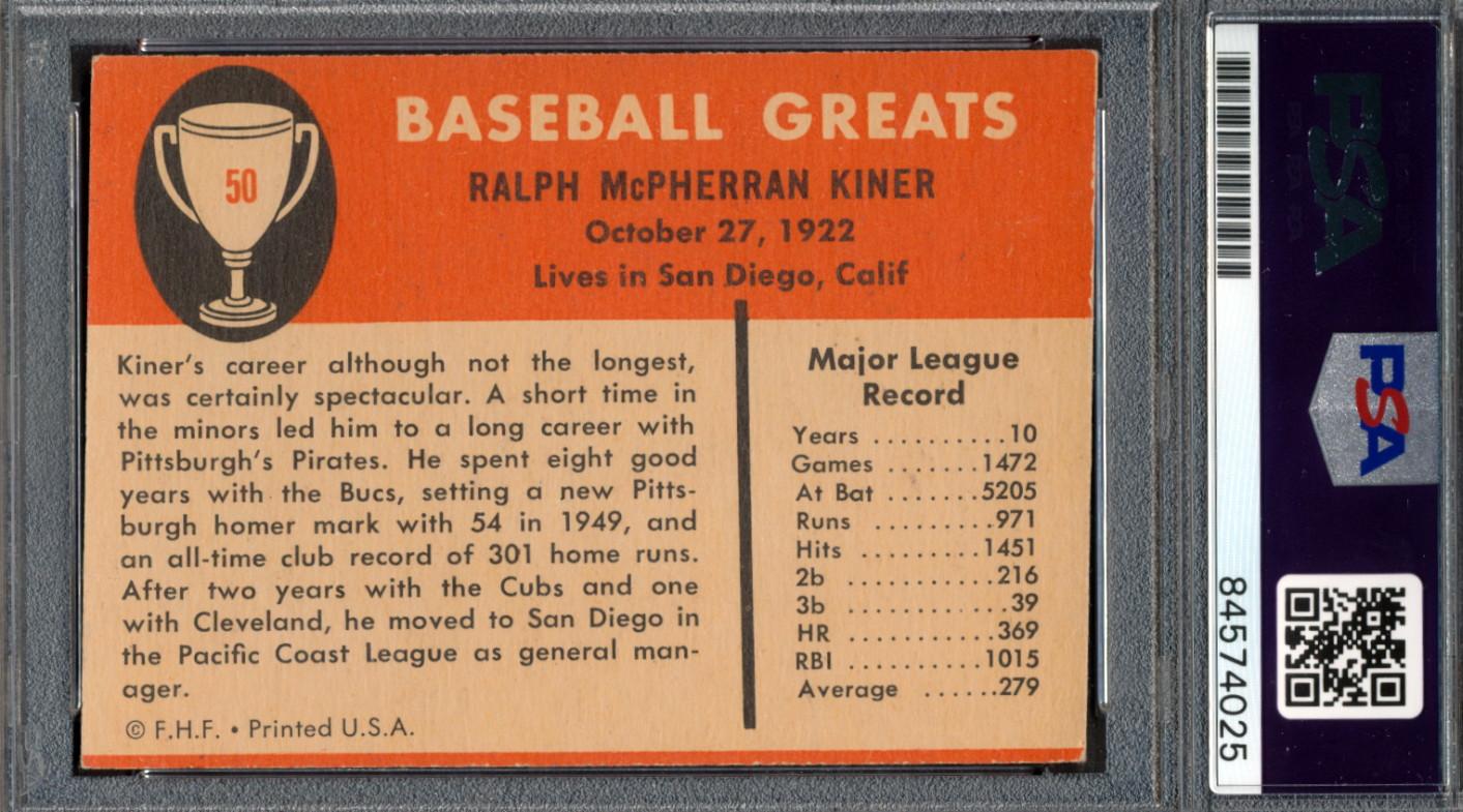 Ralph Kiner Signed 1961 Fleer #50 (PSA) at PristineAuction.com Ralph Kiner Signed 1961 Fleer #50 (PSA) at PristineAuction.com