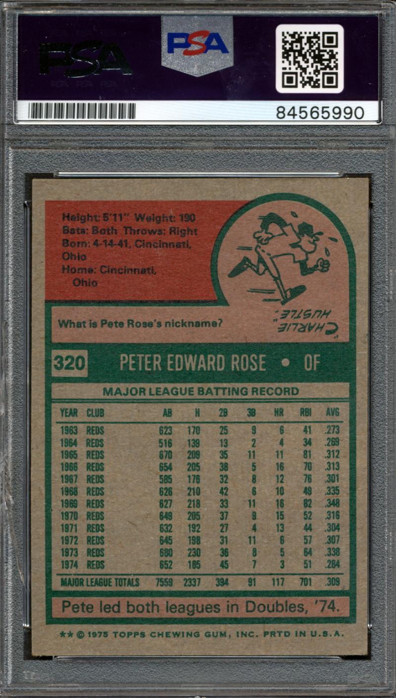 Pete Rose Signed 1975 Topps #320 (PSA | Autograph Graded 10) at PristineAuction.com Pete Rose Signed 1975 Topps #320 (PSA | Autograph Graded 10) at PristineAuction.com