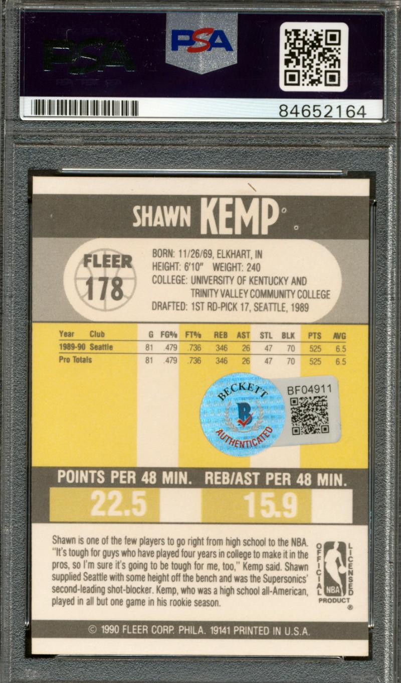 Shawn Kemp Signed 1990-91 Fleer #178 RC (PSA | Autograph Graded 10) at PristineAuction.com Shawn Kemp Signed 1990-91 Fleer #178 RC (PSA | Autograph Graded 10) at PristineAuction.com