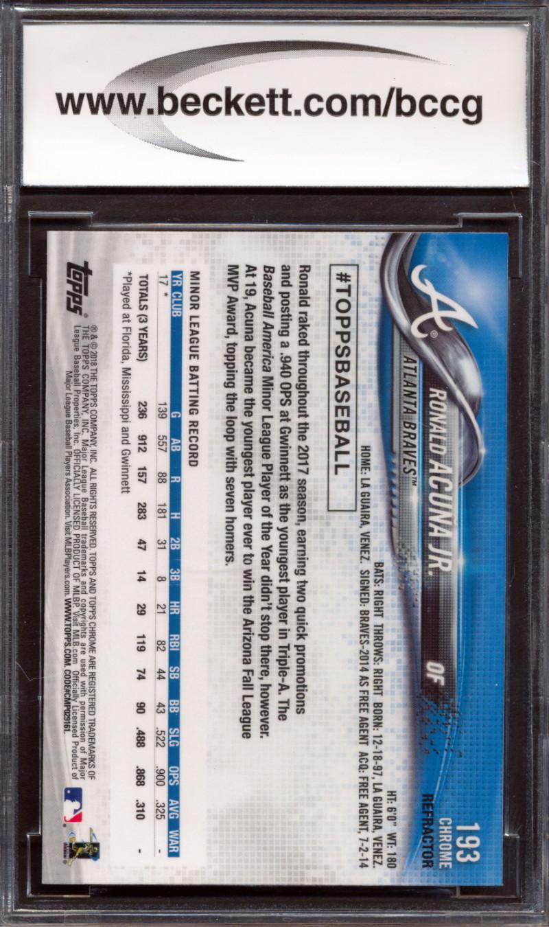 Ronald Acuna Jr. 2018 Topps Chrome Sepia Refractor #193 (BCCG 10) at PristineAuction.com Ronald Acuna Jr. 2018 Topps Chrome Sepia Refractor #193 (BCCG 10) at PristineAuction.com