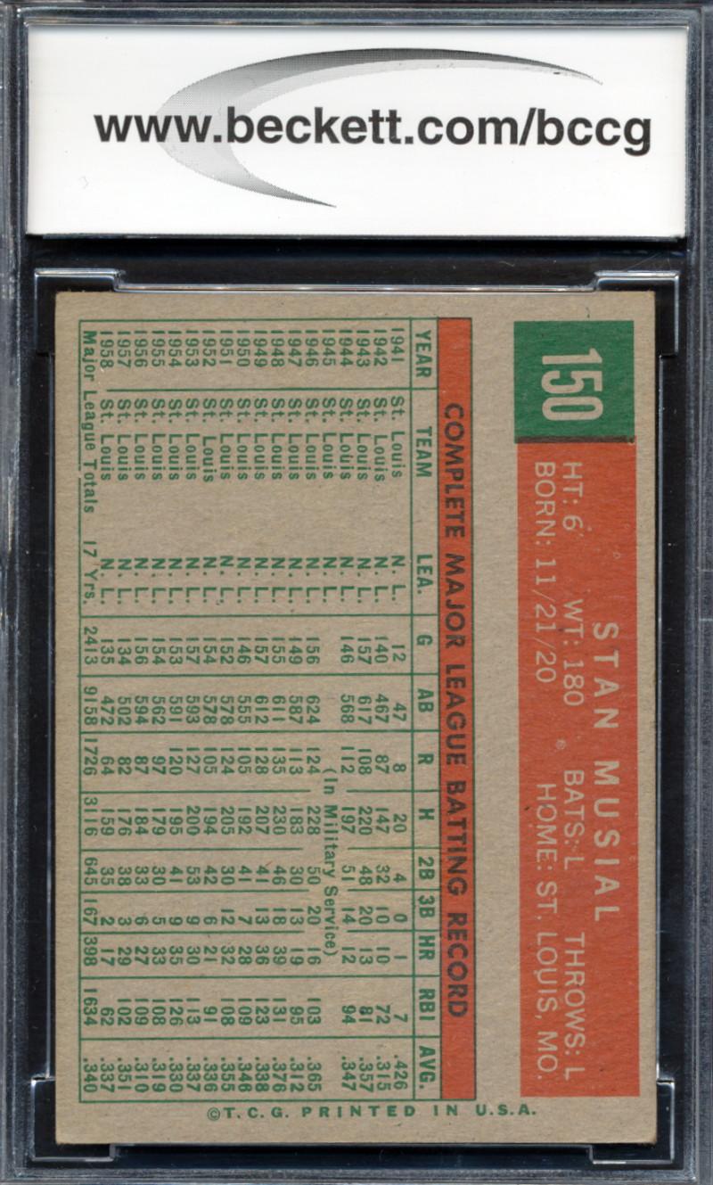 Stan Musial 1959 Topps #150 (BCCG 8) at PristineAuction.com Stan Musial 1959 Topps #150 (BCCG 8) at PristineAuction.com