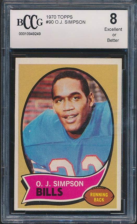 O.J. Simpson 1970 Topps #90 RC (BCCG 8) at PristineAuction.com O.J. Simpson 1970 Topps #90 RC (BCCG 8) at PristineAuction.com