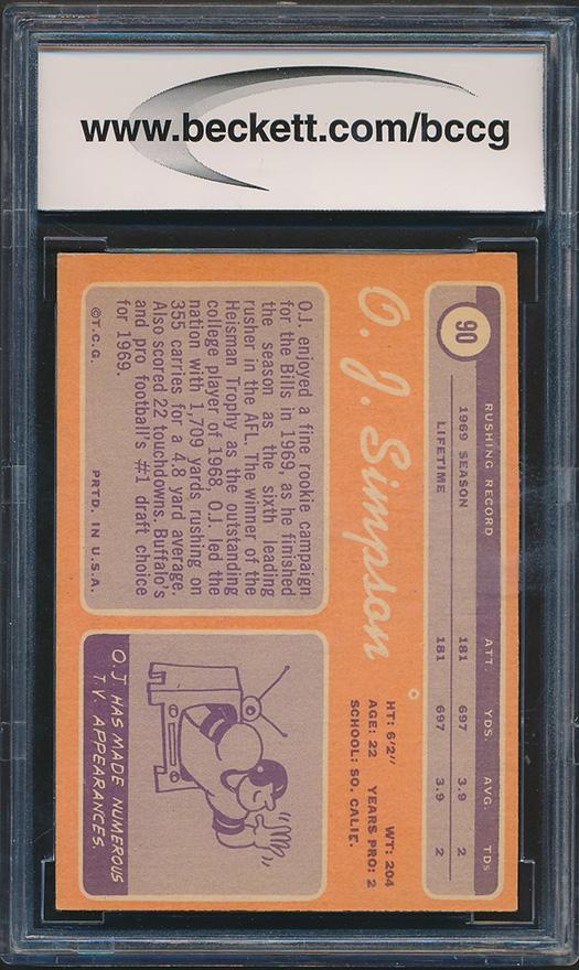 O.J. Simpson 1970 Topps #90 RC (BCCG 8) at PristineAuction.com O.J. Simpson 1970 Topps #90 RC (BCCG 8) at PristineAuction.com