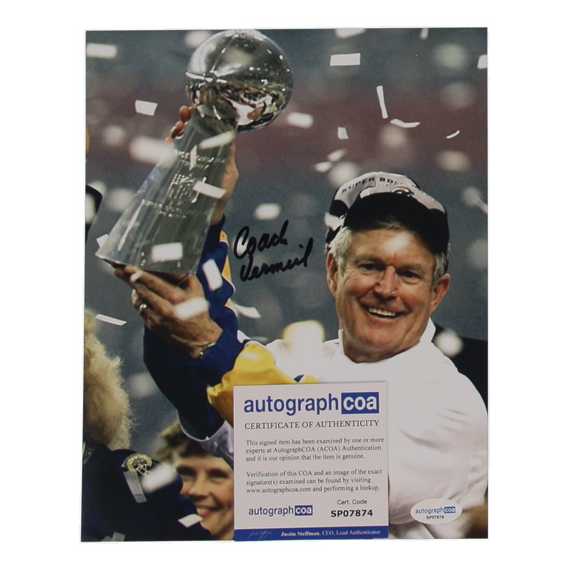 "Coach" Dick Vermeil Signed Rams 8x10 Photo (ACOA) at PristineAuction.com "Coach" Dick Vermeil Signed Rams 8x10 Photo (ACOA) at PristineAuction.com