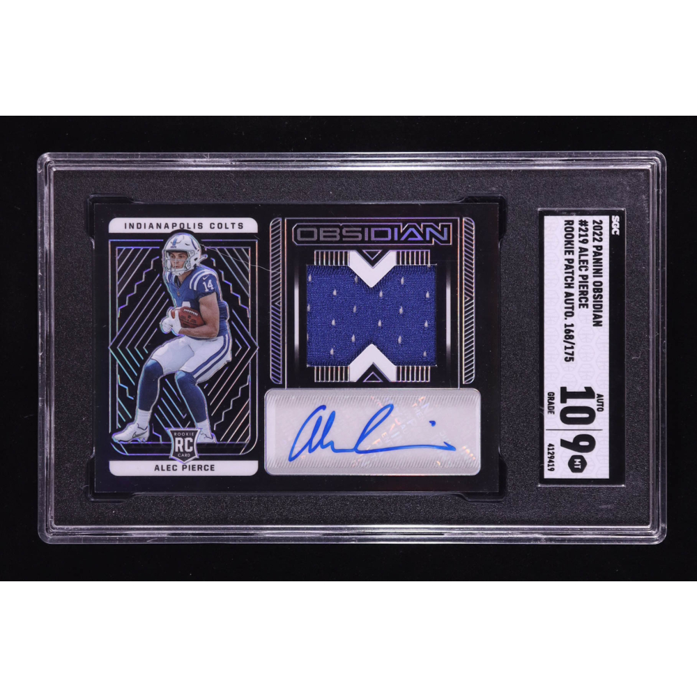Alec Pierce 2022 Panini Obsidian Rookie Patch Auto #219 RC #168/175 (SGC 9 | Autograph Graded SGC 10) at PristineAuction.com