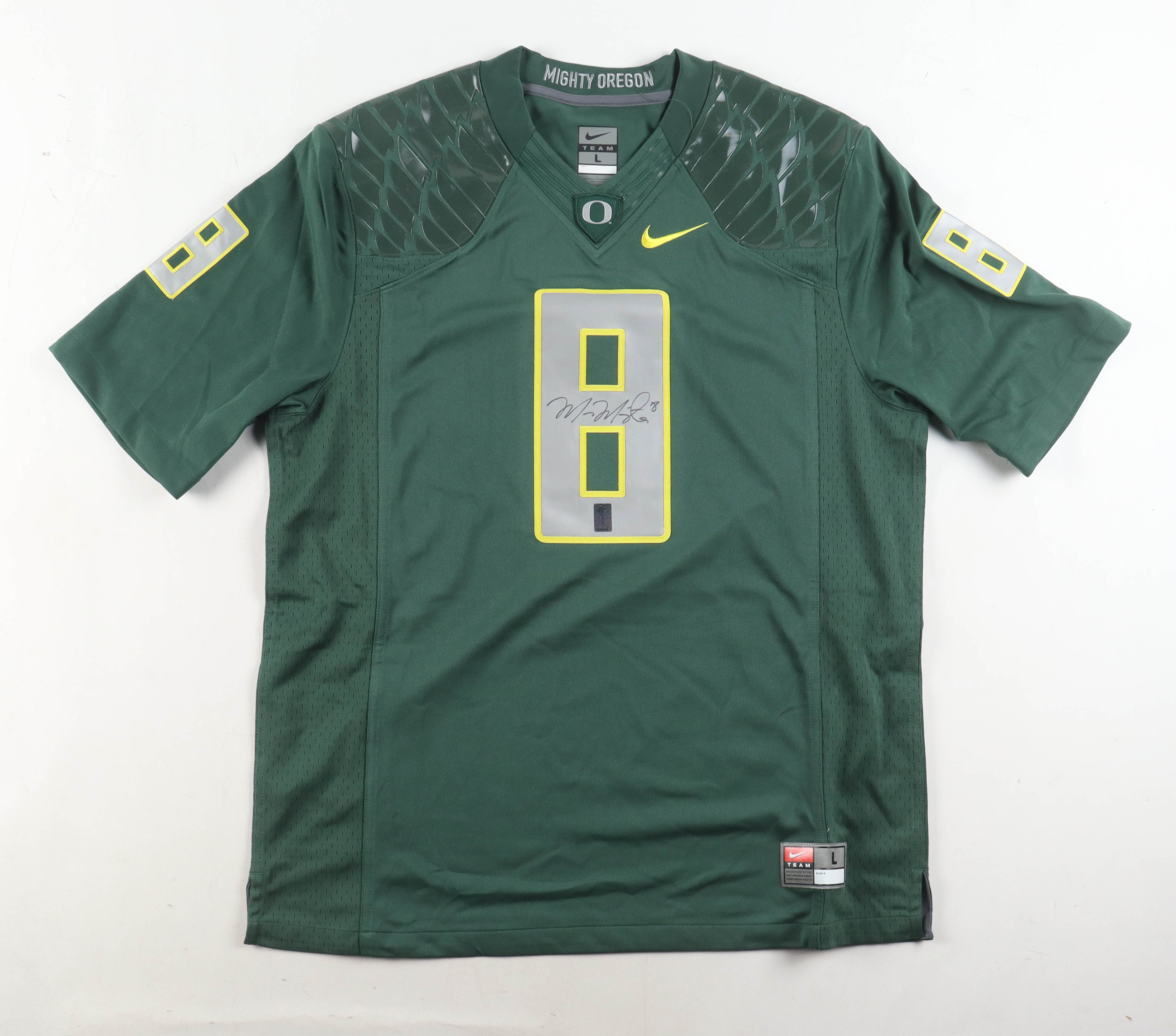 Marcus Mariota Signed Ducks Nike Authentic Jersey (Mariota) at PristineAuction.com Marcus Mariota Signed Ducks Nike Authentic Jersey (Mariota) at PristineAuction.com