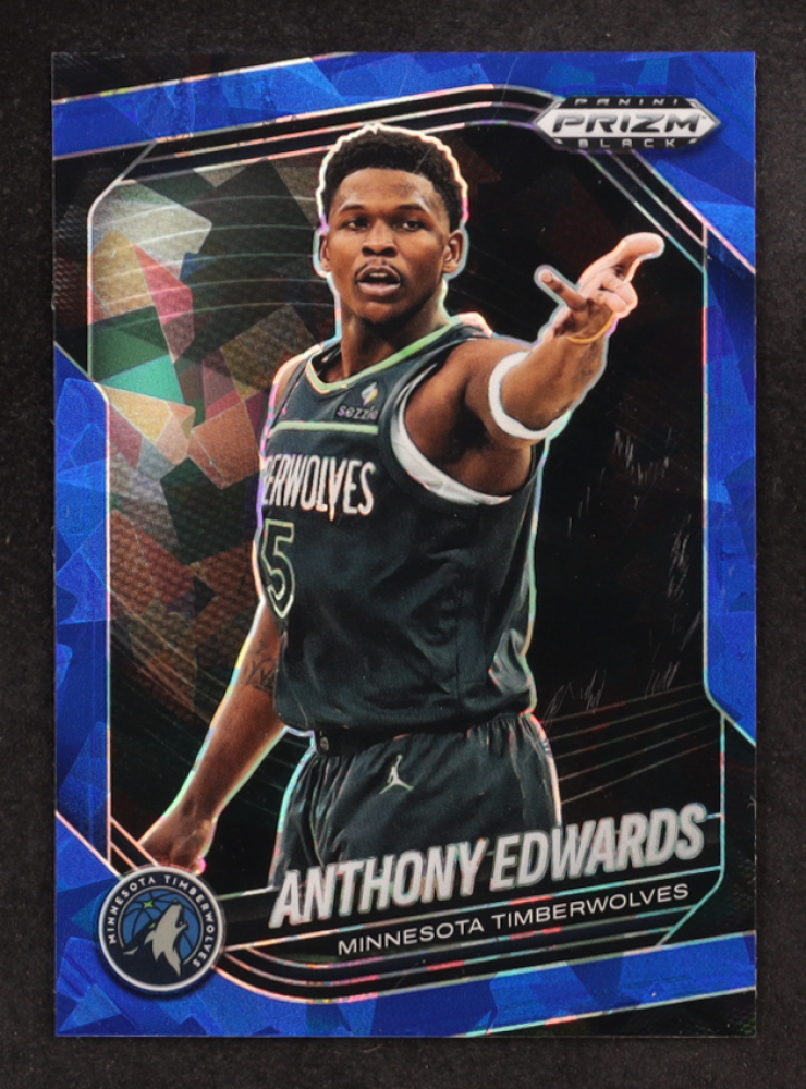 Anthony Edwards 2024-25 Panini Prizm Black Prizms Blue Ice #17 #008/125