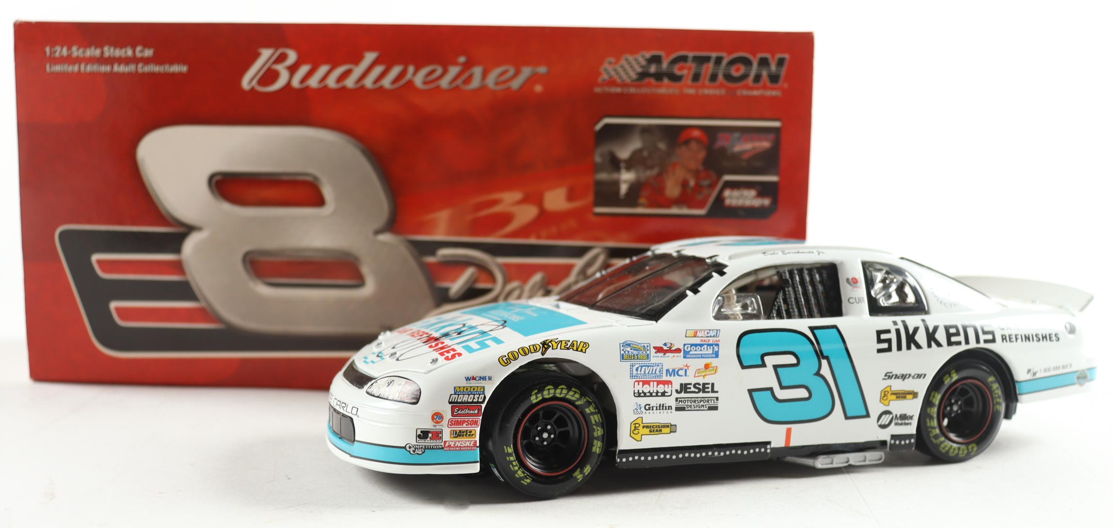 Dale Earnhardt Jr. Signed 1997 #31 Sikkens White Monte Carlo 1:24 Diecast Car (JSA) at PristineAuction.com Dale Earnhardt Jr. Signed 1997 #31 Sikkens White Monte Carlo 1:24 Diecast Car (JSA) at PristineAuction.com