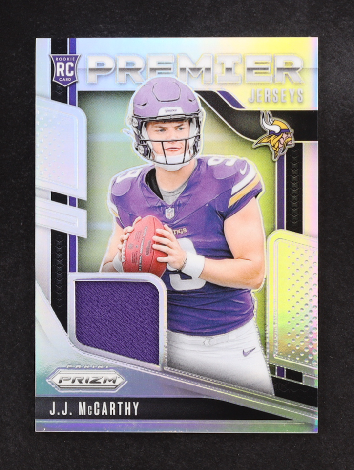 JJ Mccarthy 2024 Panini Prizm Premier Jersey #PJ-JJM RC at PristineAuction.com JJ Mccarthy 2024 Panini Prizm Premier Jersey #PJ-JJM RC at PristineAuction.com