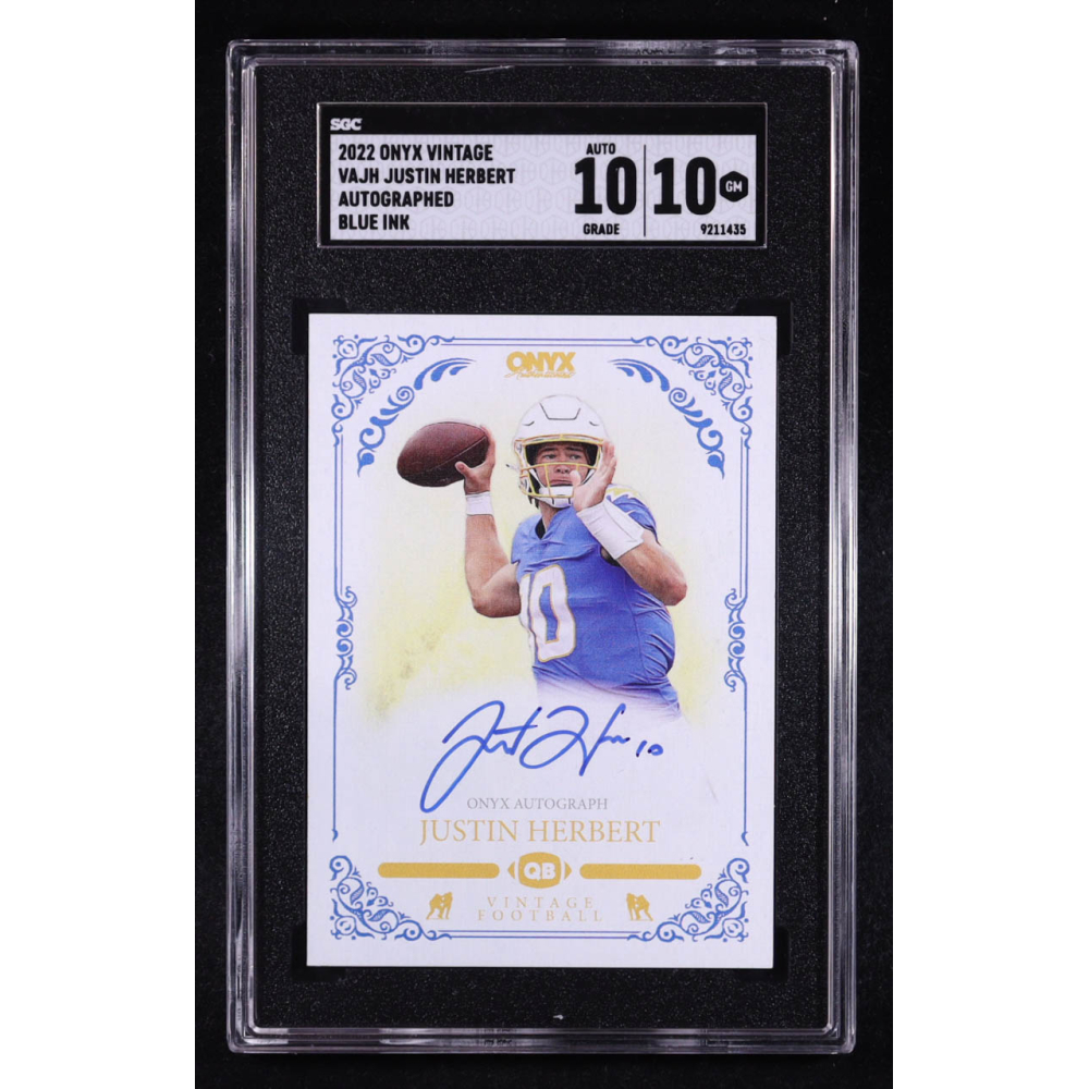 Justin Herbert 2022 Onyx Vintage Autograph Blue Ink #VAJH (SGC 10 | Auto 10) at PristineAuction.com