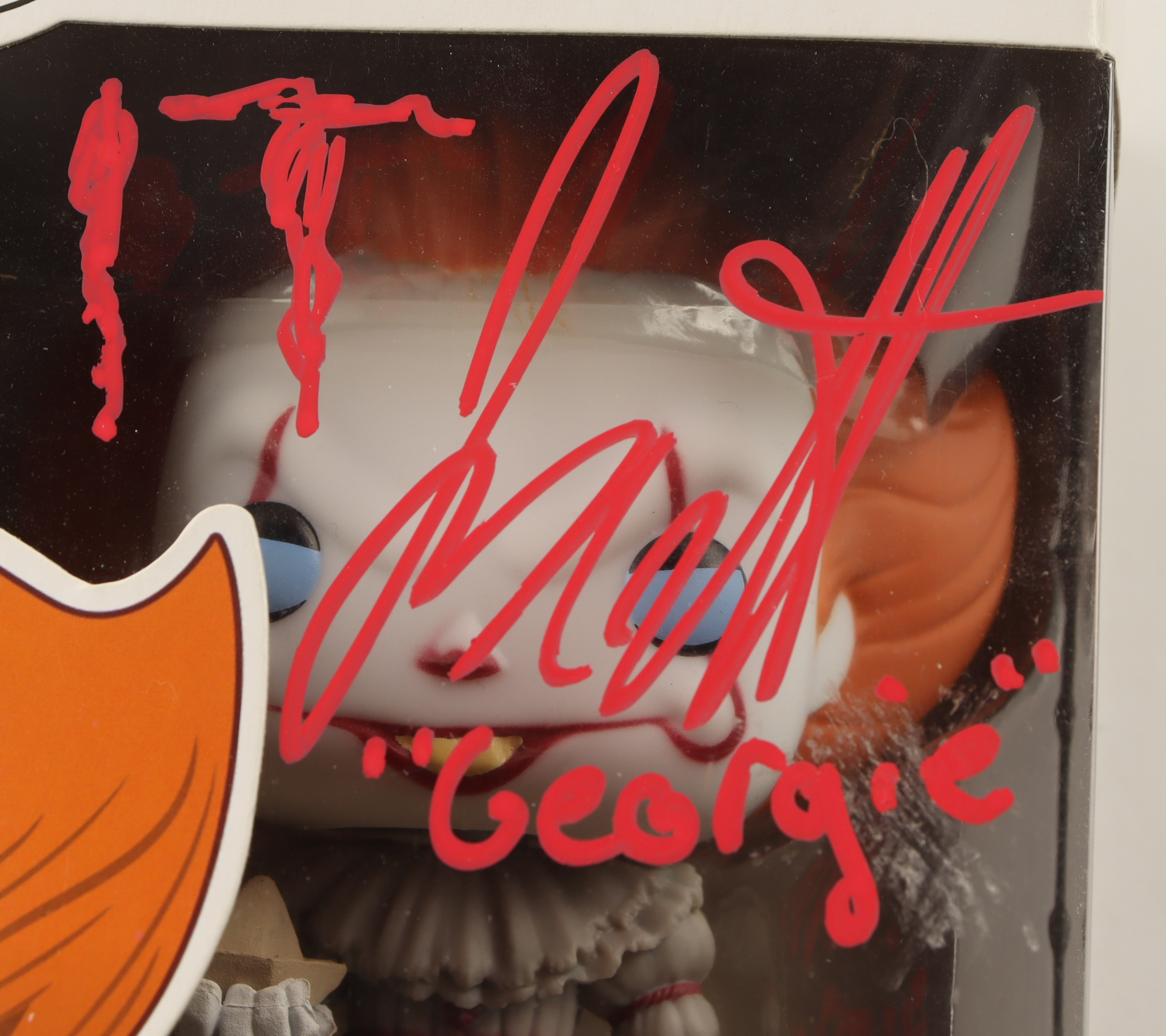 Jackson Robert Scott Signed "IT" #472 Pennywise (With Boat) Funko Pop! Inscribed "Georgie" (JSA) at PristineAuction.com Jackson Robert Scott Signed "IT" #472 Pennywise (With Boat) Funko Pop! Inscribed "Georgie" (JSA) at PristineAuction.com