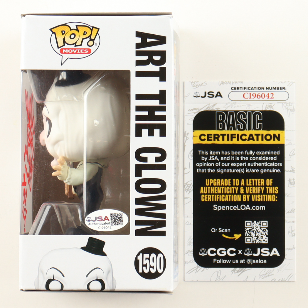 David Howard Thornton Signed "Terrifier" #1590 Art The Clown Funko Pop! Vinyl Figure Inscribed "Art The Clown" with Hand-Drawn Sketch(JSA) at PristineAuction.com David Howard Thornton Signed "Terrifier" #1590 Art The Clown Funko Pop! Vinyl Figure Inscribed "Art The Clown" with Hand-Drawn Sketch(JSA) at PristineAuction.com