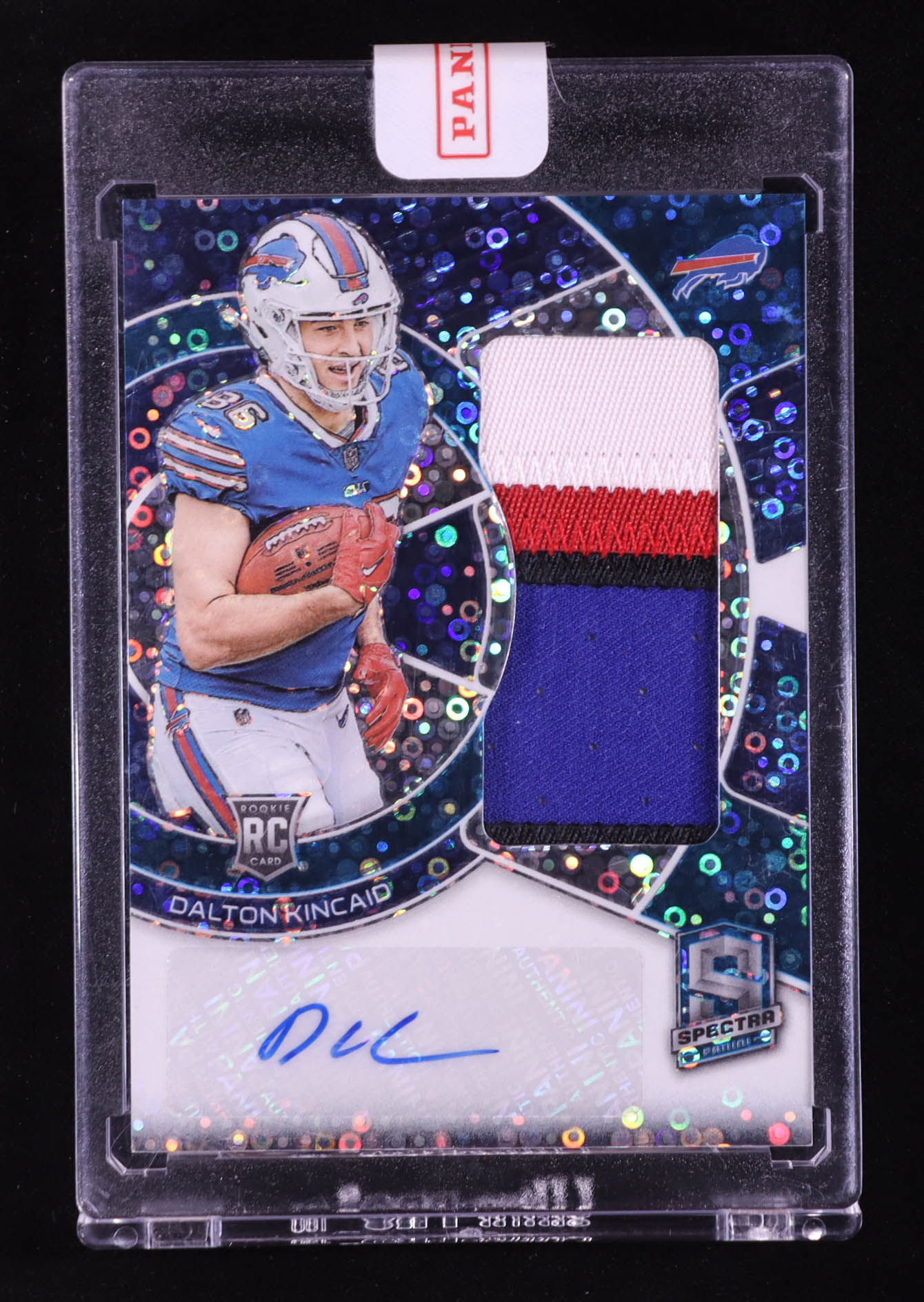 Dalton Kincaid 2023 Panini Spectra Neon Blue #207 Jersey Autograph RC #40/50 at PristineAuction.com Dalton Kincaid 2023 Panini Spectra Neon Blue #207 Jersey Autograph RC #40/50 at PristineAuction.com
