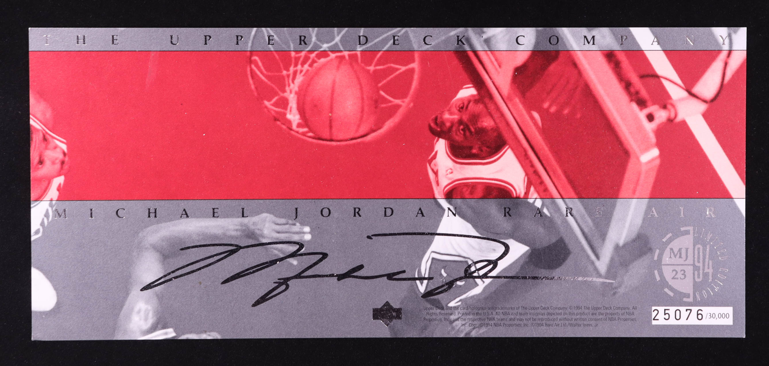 Michael Jordan 1994 Upper Deck Jordan Rare Air #NNO / Under Backboard/Jumbo #25,076/30,000 at PristineAuction.com Michael Jordan 1994 Upper Deck Jordan Rare Air #NNO / Under Backboard/Jumbo #25,076/30,000 at PristineAuction.com